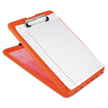 SlimMate Storage Clipboard, 1/2"" Capacity, Holds 8 1/2w x 12h, Safety Orange