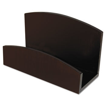 Eco-Friendly Bamboo Curves Business Card Holder, Capacity 50 Cards, Espresso