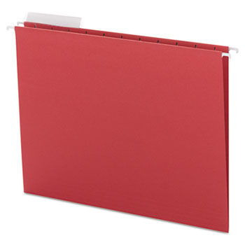 Color Hanging Folders with 1/3-Cut Tabs, 11 Pt. Stock, Red, 25/BX