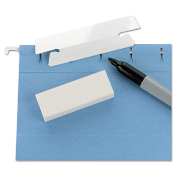 Erasable Hanging Folder Tabs, 1/3 Tab, 3 1/2 Inch, White, 25/PK