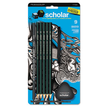 Scholar Erasable Colored Pencil Set, Assorted Leads, 2 mm, 9/Set