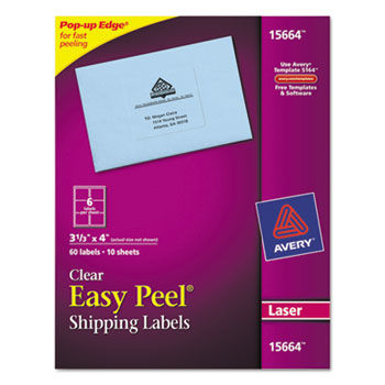 Easy Peel Mailing Labels For Laser Printers, 3-1/2 x 4, Clear, 60/Pack