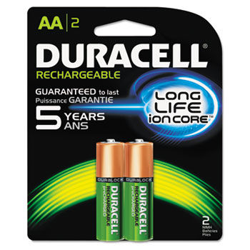 Rechargeable NiMH Batteries with Duralock Power Preserve Technology, AA, 2/Pk