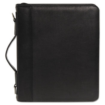 Zip-Around Cal-Q Folio, Smooth Cover, Calculator, 3-Ring, Pad, Pocket, Black