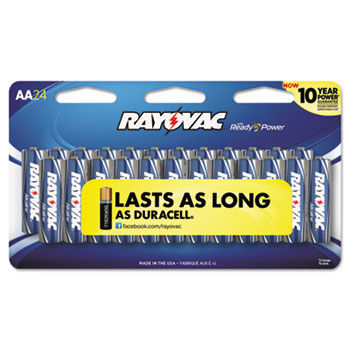 Alkaline Batteries, AA, Peggable Large Card, 24/Pk