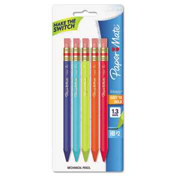 Mates Mechanical Pencils, 1.3 mm, Assorted, 5/Pk