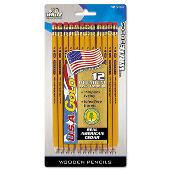 USA Gold Series #2 Pencils, Cedar, Yellow, Sharpened, Dozen