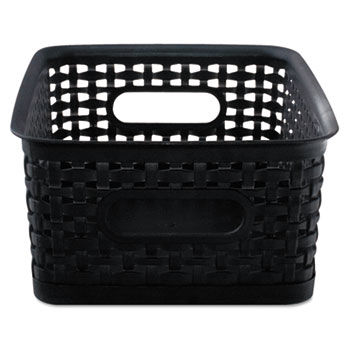 Weave Bins, 7 1/2"" x 10 x 8 1/4, Plastic, Black, 3 Bins