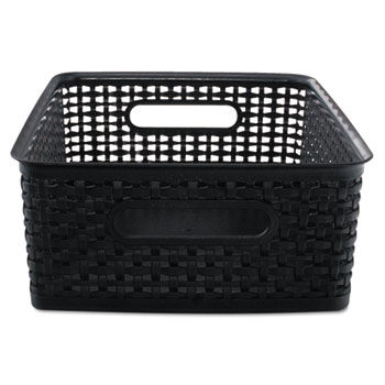 Weave Bins, 10 1/2"" x 14 x 7, Plastic, Black, 2 Bins