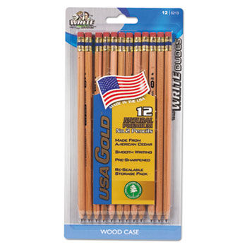 USA Gold Series #2 Pencils, Cedar, Natural, 12/Pk