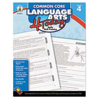 Common Core 4 Today Workbook, Language Arts, Grade 4, 96 pages