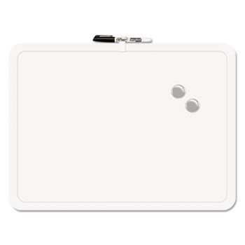 Magnetic Dry Erase Board, 23 x 17, Melamine, White Plastic Frame