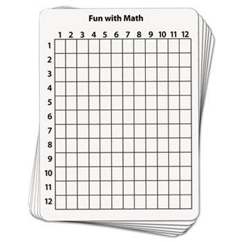 Math Dry Erase Whiteboard, 9 x 12, Grid, 10/Pack