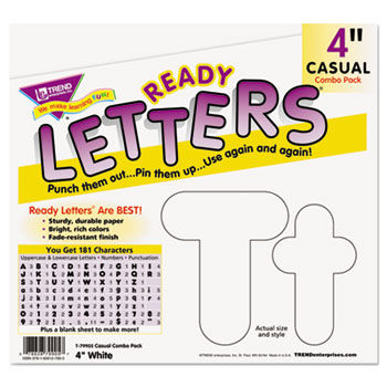 Ready Letters Casual Combo Pack, White, 4"", 181 per Pack