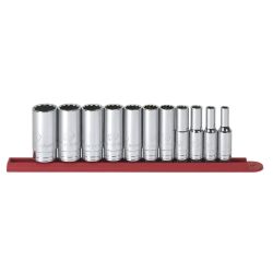 11 Piece 3/8"" Drive 12 Point Deep SAE Socket Set