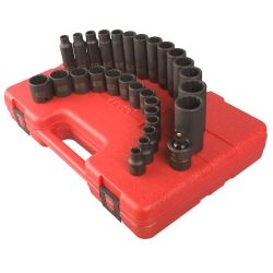 29 PIece 3/8"" Drive 12 Point Master Metric Impact Socket Set