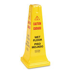 Four-Sided Caution, Wet Floor Safety Cone, 10 1/2w x 10 1/2d x 25 5/8h, Yellow