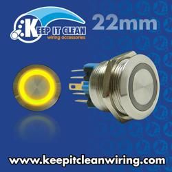 22mm Momentary Billet Buttons with LED Yellow Ring