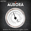 Turbo Gauge -  Metric Mudflap Gray Text, White, Black Modern Needles, Chrome Trim Rings ~ Style Kit DIY Install