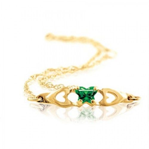 Butterfly Form Green Special Shape Cubic Zirconia Bracelet in 10kt Yellow Gold