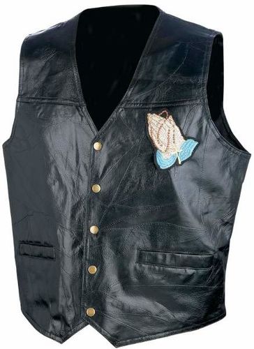 Mens Genuine Leather Vest Our Lady of Guadalupe-3X