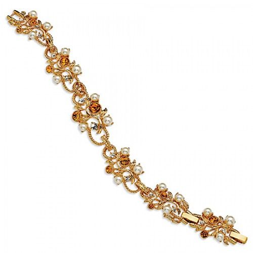 Round Simulated Pearl Bracelet in Gold Plated - Astounding