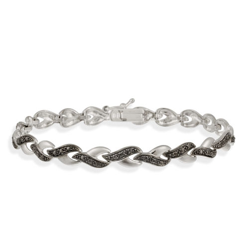 Sterling Silver Black Diamond Accent Infinity Link Bracelet