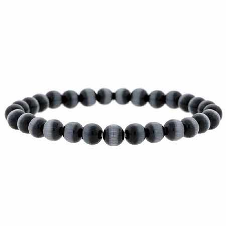 6mm Black Cats Eye Beaded Stretch Bracelet