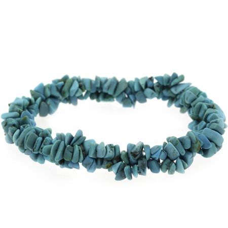 Three Strand Blue Turquoise Stone Chip Stretch Bracelet