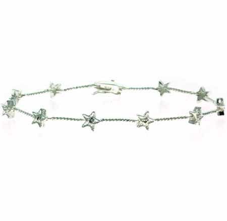 Sterling Silver Genuine Diamond Accent Star Tennis Bracelet