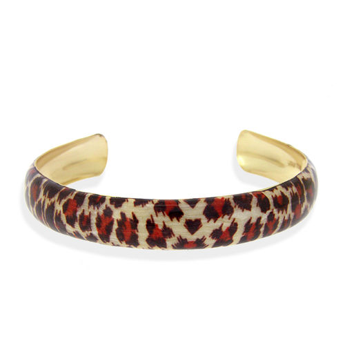 Gold Tone Enamel Animal Print Bangle Bracelet