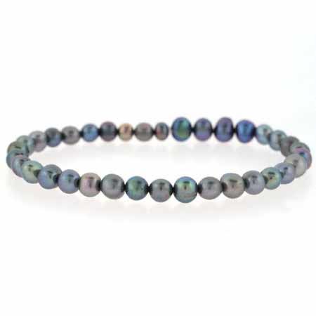 Genuine Freshwater Cultured Black Pearl 5mm Stretch Bracelet