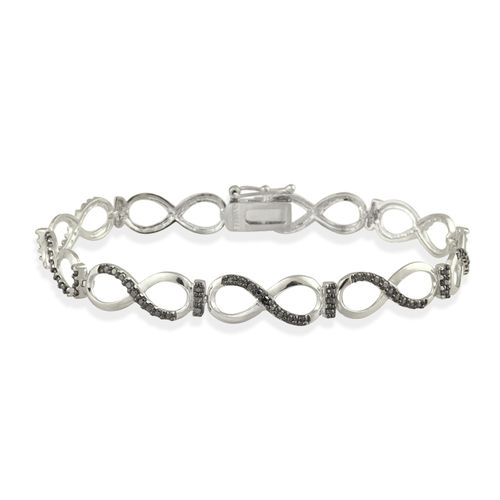 Sterling Silver Black Diamond Accent Infinity Link Bracelet