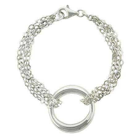 Bold Sterling Silver .925 Leaf Chain Strand 'O' Bracelet