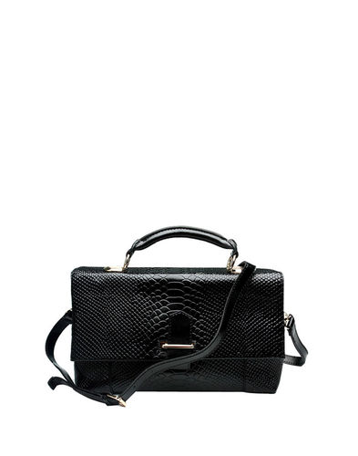 Y.A.R New Style Embossing Croc Pattern Handbag-Black