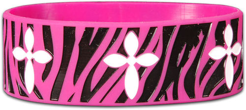 Pink Zebra Cross - Wide Silicone Bracelet