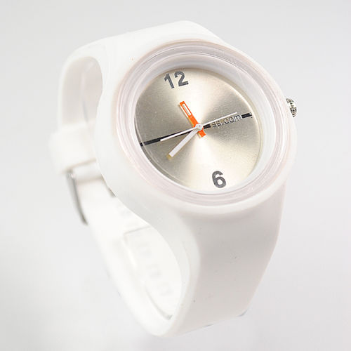 Women Men's Rubber Silicone Gel Quartz Jelly Candy Wrist Watch white