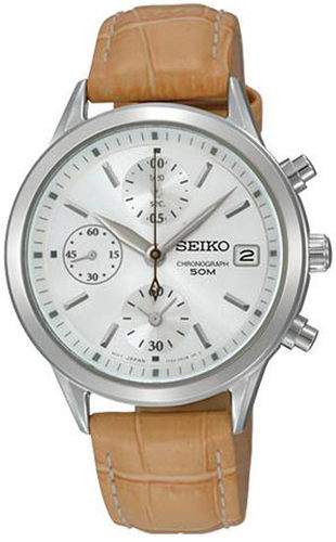 Women Watch Seiko SNDY35P2  Stainless Steel Quartz Silver Tone Dial Chronograph