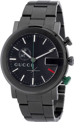 Men Gucci YA101331 101 101 Series Chronograph Black Anodized Stainless Steel Bla