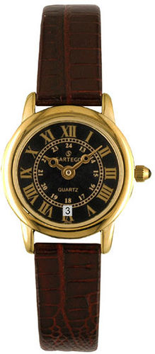 Women Watch Sartego SED672R  Gold Tone Toledo Dress Watch Black Dial Strap