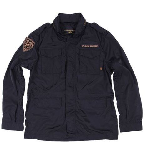 Alpha Industries Nylon M-65  Black Jacket with Patches Size XLARGE