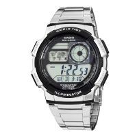 Mens CASIO AE1000WD-1AVMns Digital Sport Watch Silvertone bracelet World Time,,5