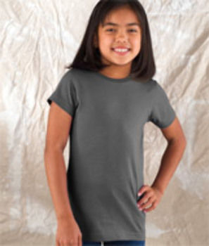 LA T Girls' Fine Jersey Longer Length T-Shirt Charcoal S