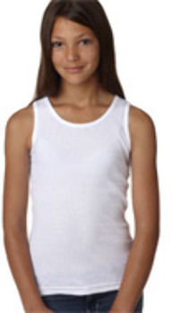 LA T Girls' 2X1 Rib Tank White XS