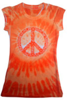 tie dye Juniors' Tee Peace Orange M