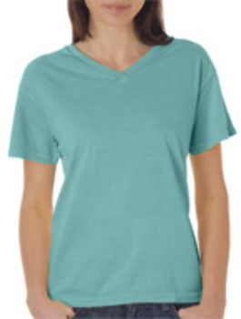 Chouinard Ladies' V-Neck Tee Seafoam PgmDye XS