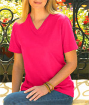 LA T Ladies' V-Neck T-Shirt Hot Pink XL