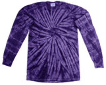 tie dye Youth Cotton Long-Sleeve Tee, Purple Spider, XS