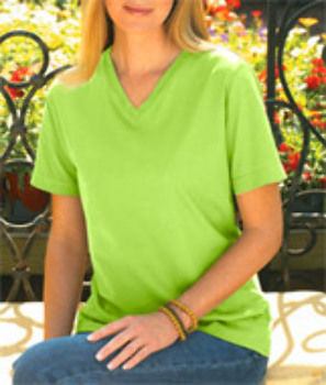 LA T Ladies' V-Neck T-Shirt Key Lime L