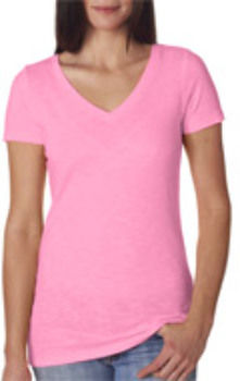 Next Level The Slub Cross-Over V Neon Heather Pink XL